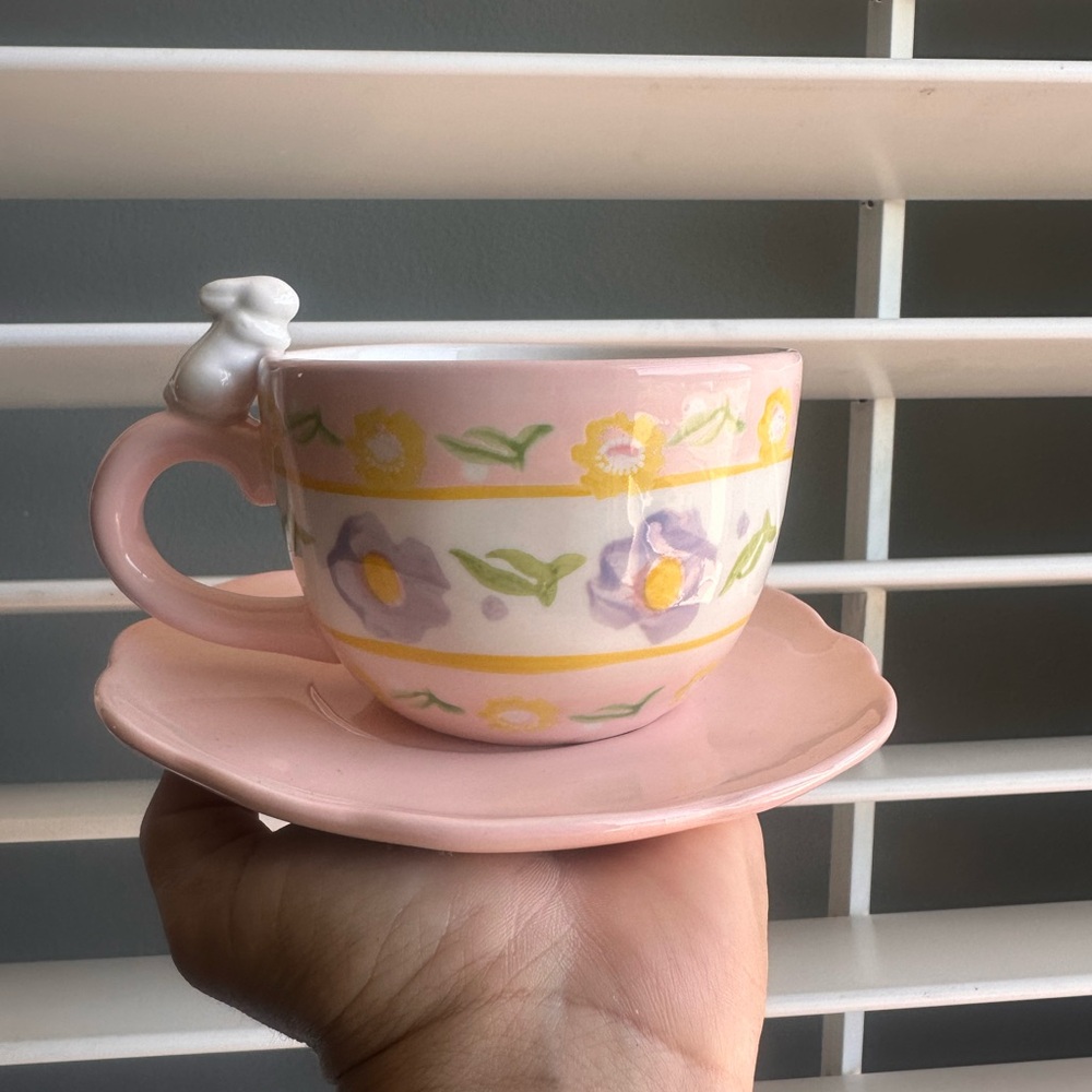 Floral Pink Teacup and Saucer Set spring gift